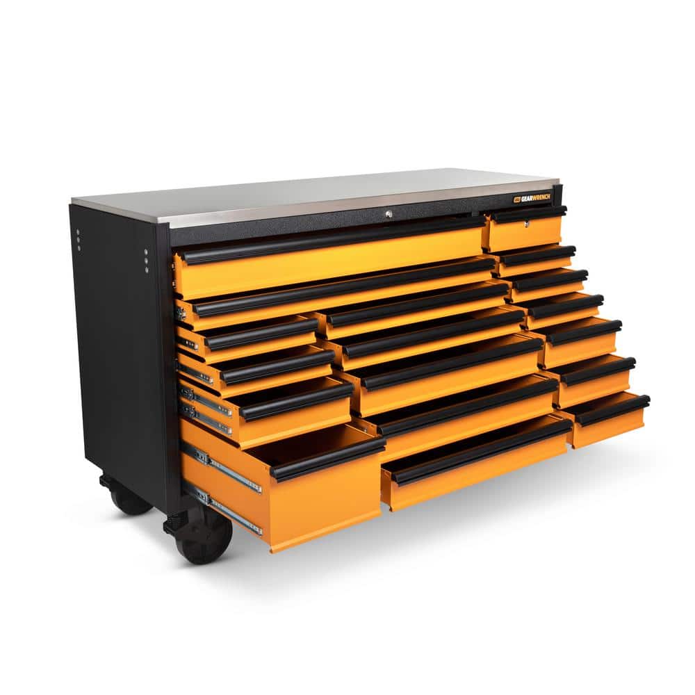 GEARWRENCH MEGAMOD 72 in. x 25 in. 18-Drawer Mobile Workbench Cabinet with Master Mechanics Tool Set in Foam Trays (1,268-Pieces)