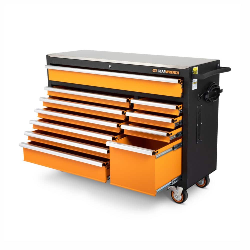 GEARWRENCH MEGAMOD 52 in. x 18 in. 11-Drawer Mobile Workbench Cabinet with Master Mechanics Tool Set in Foam Trays (1,024-Pieces)