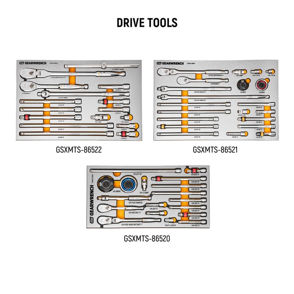 GEARWRENCH MEGAMOD 52 in. x 18 in. 11-Drawer Mobile Workbench Cabinet with Master Mechanics Tool Set in Foam Trays (1,024-Pieces)