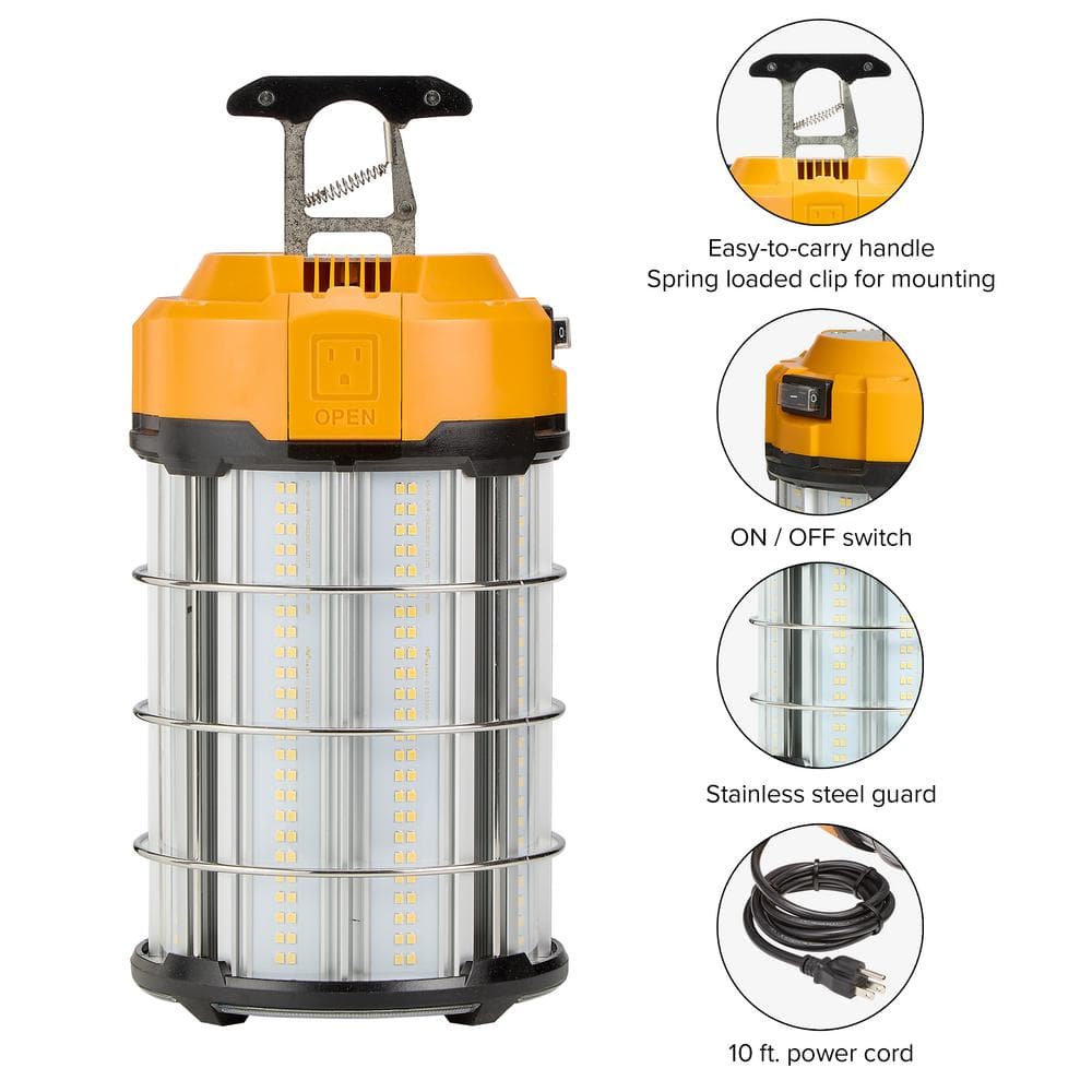 Maxxima High Bay Temporary LED Work Light, Linkable, 150-Watt 18,000 Lumens 5000K Daylight