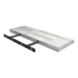Interbuild Solid 2.9 ft. L x 10 in. D x 1.5 in. T, Acacia Butcher Block Countertop Floating Wall Shelf Organic White with Live Edge