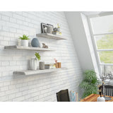 Interbuild Solid 2.9 ft. L x 10 in. D x 1.5 in. T, Acacia Butcher Block Countertop Floating Wall Shelf Organic White with Live Edge