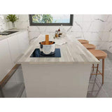 Interbuild 6.2 ft. L x 36 in. D, Acacia Butcher Block Island Countertop, Finished in Organic White with Square Edge