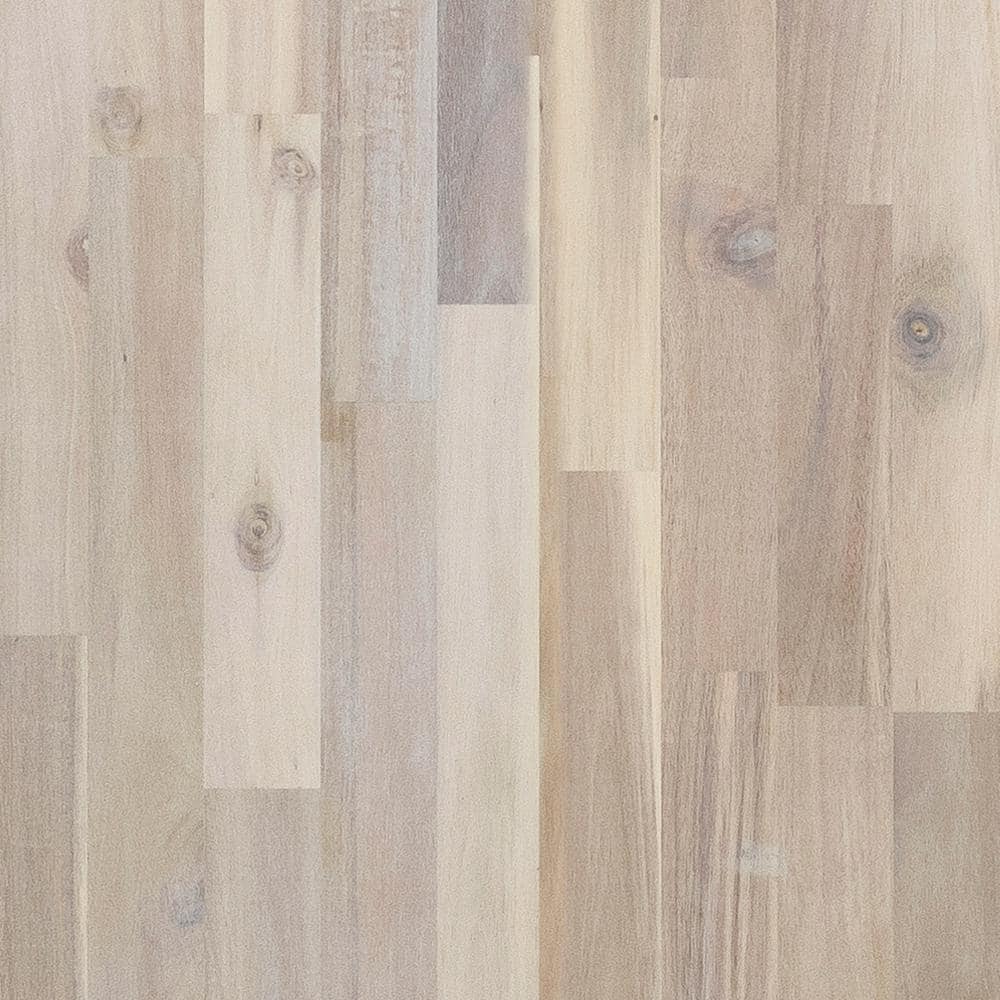 Interbuild 6.2 ft. L x 36 in. D, Acacia Butcher Block Island Countertop, Finished in Organic White with Square Edge