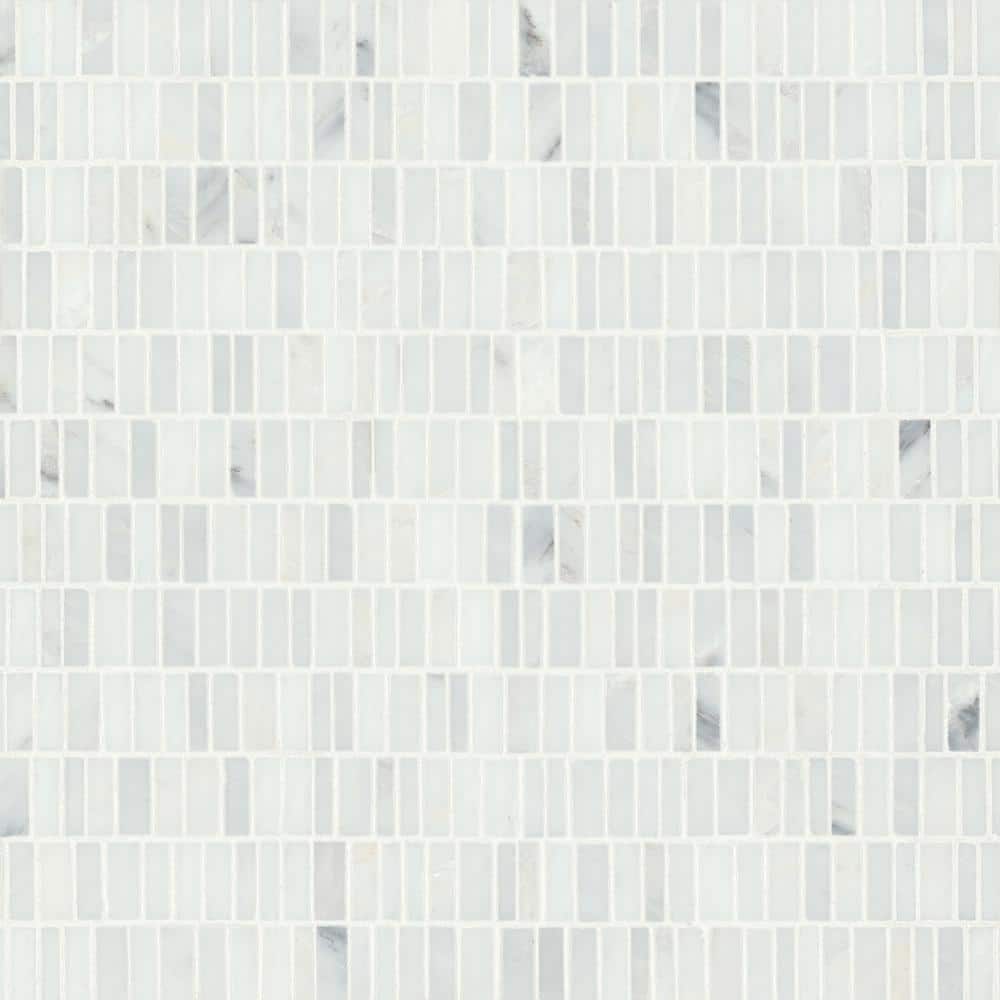 Bedrosians Monet Oriental White 12-in x 12-in Honed Natural Stone Marble Mini-Brick Mosaic Tile (5.1 sq. ft./Carton)
