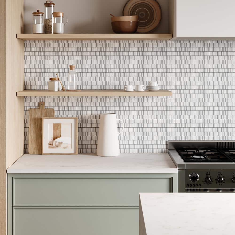 Bedrosians Monet Oriental White 12-in x 12-in Honed Natural Stone Marble Mini-Brick Mosaic Tile (5.1 sq. ft./Carton)