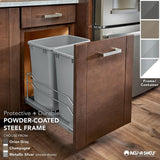 Rev-A-Shelf 50-Quart Plastic Pull-Out Trash Can, Orion Gray, Soft-Close, 11.01 in W x 22.25 in D x 22.88 in H