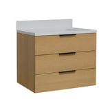 Oslo 30 in. Washed Oak Floating Vanity with Matte White Engineered Stone Top – Includes Mirror
