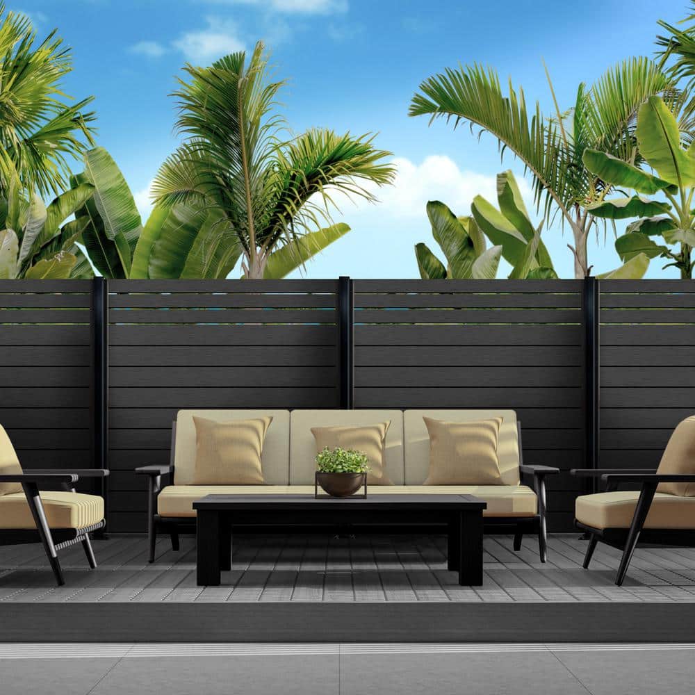 OUTDECO 5.5 in. x 72 in. x.75 in. Wood Plastic Composite Fence Board, Tongue and Groove, Sanded Finish - Charcoal (4-Pack)