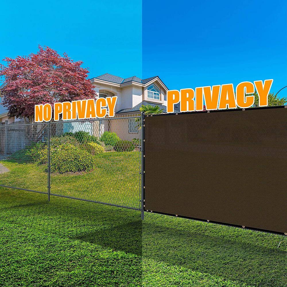 6 ft. x 50 ft. Brown Fence Privacy Screen Windscreen, with Bindings and Grommets, Heavy Duty
