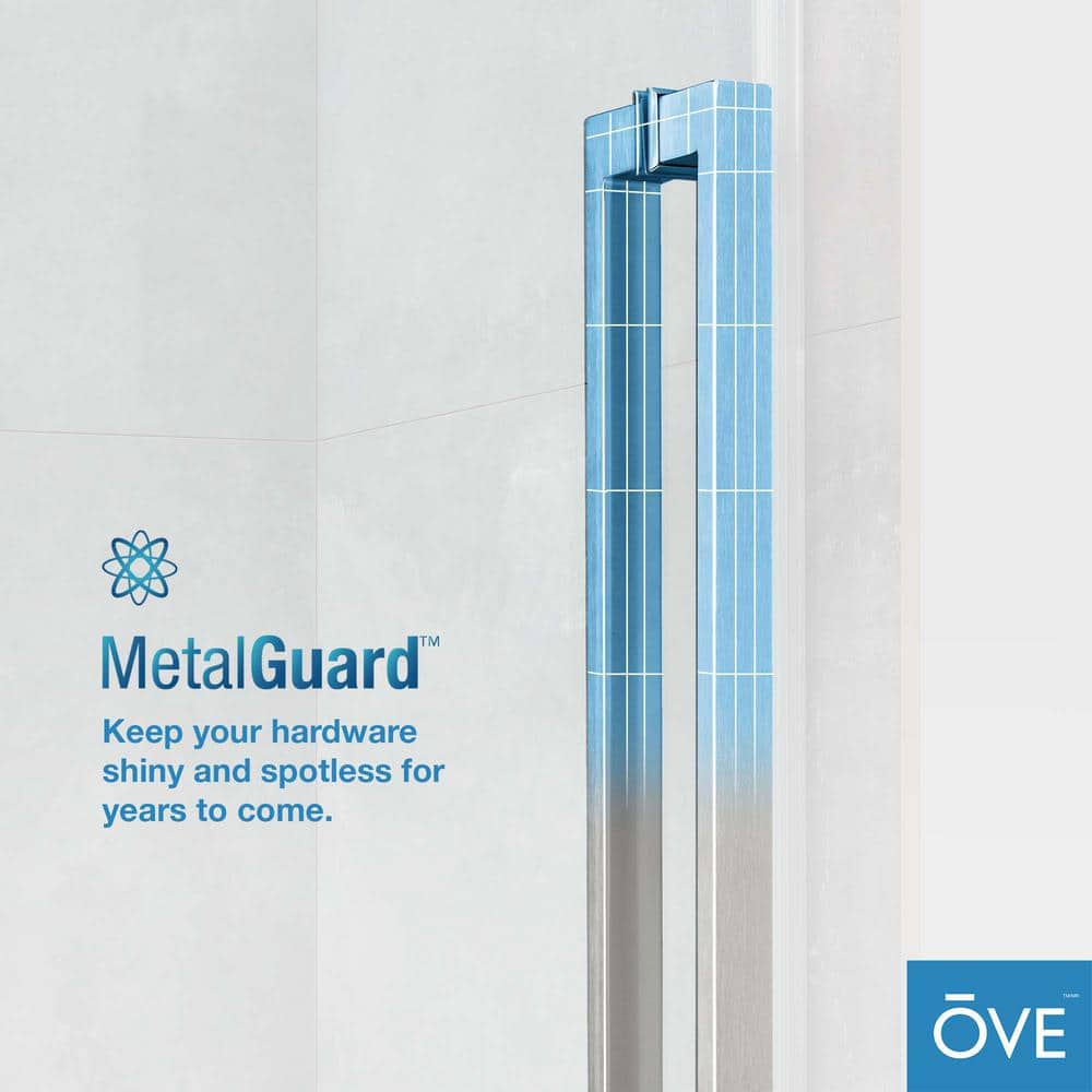 OVE Decors Bel Soft Close 48 in. W x 78.75 in. H Alcove Sliding Frameless Shower Door in Satin Nickel