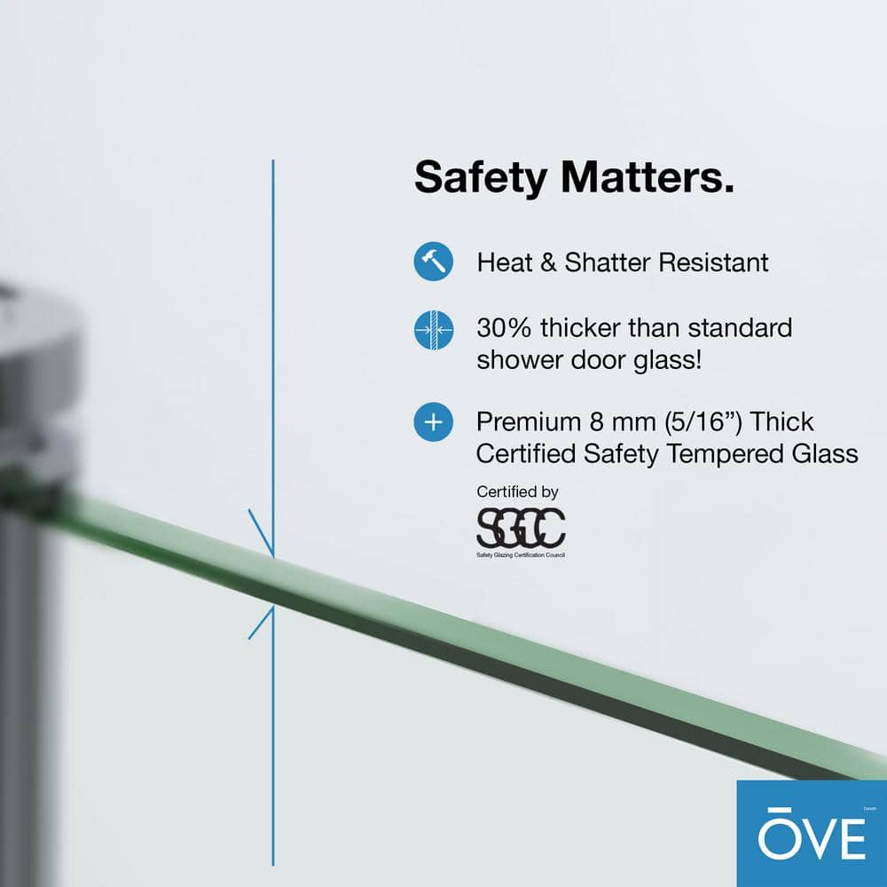 OVE Decors Bel Soft Close 48 in. W x 78.75 in. H Alcove Sliding Frameless Shower Door in Satin Nickel