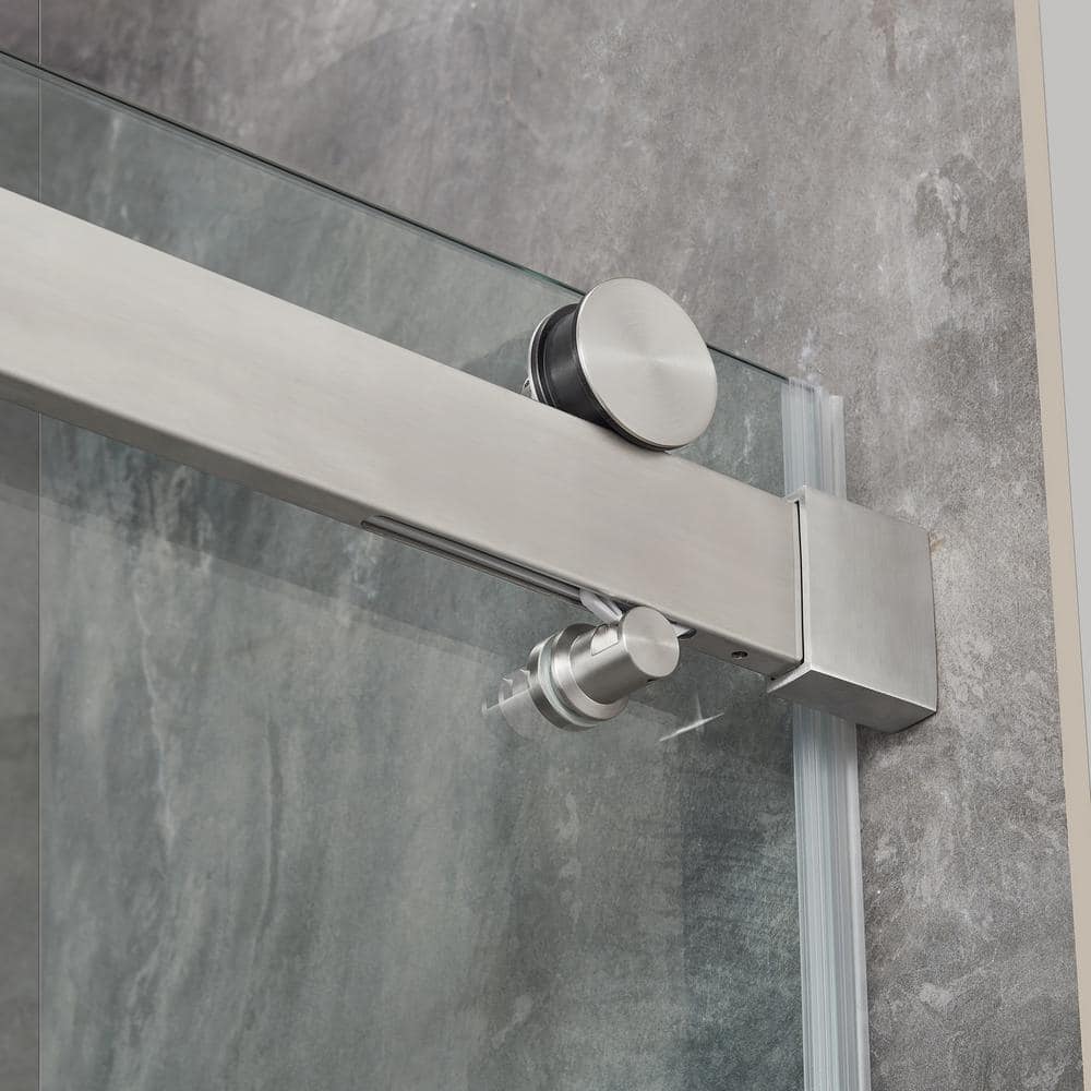 OVE Decors Bel Soft Close 48 in. W x 78.75 in. H Alcove Sliding Frameless Shower Door in Satin Nickel