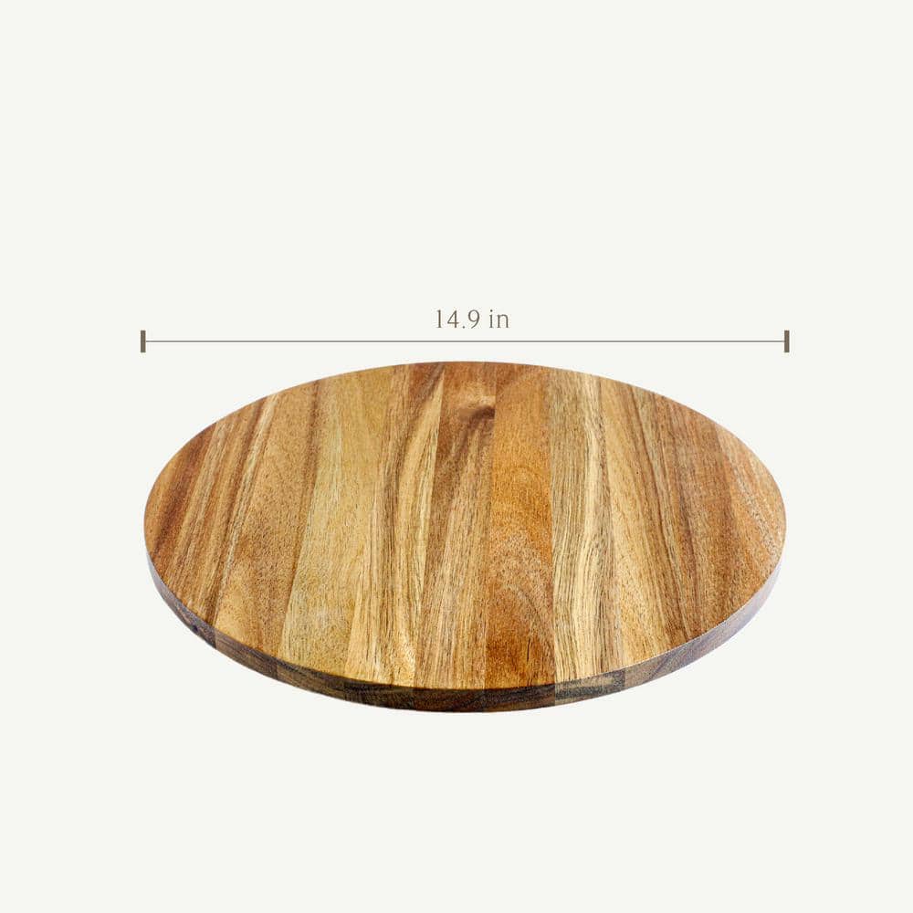 Over and Back 15 in. Dia Acacia Wood Lazy Susan