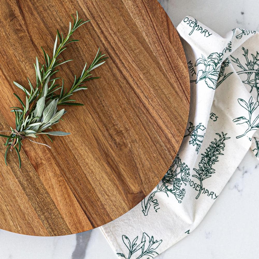 Over and Back 15 in. Dia Acacia Wood Lazy Susan