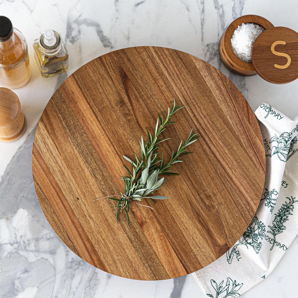 Over and Back 15 in. Dia Acacia Wood Lazy Susan