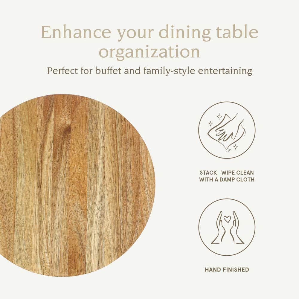 Over and Back 15 in. Dia Acacia Wood Lazy Susan