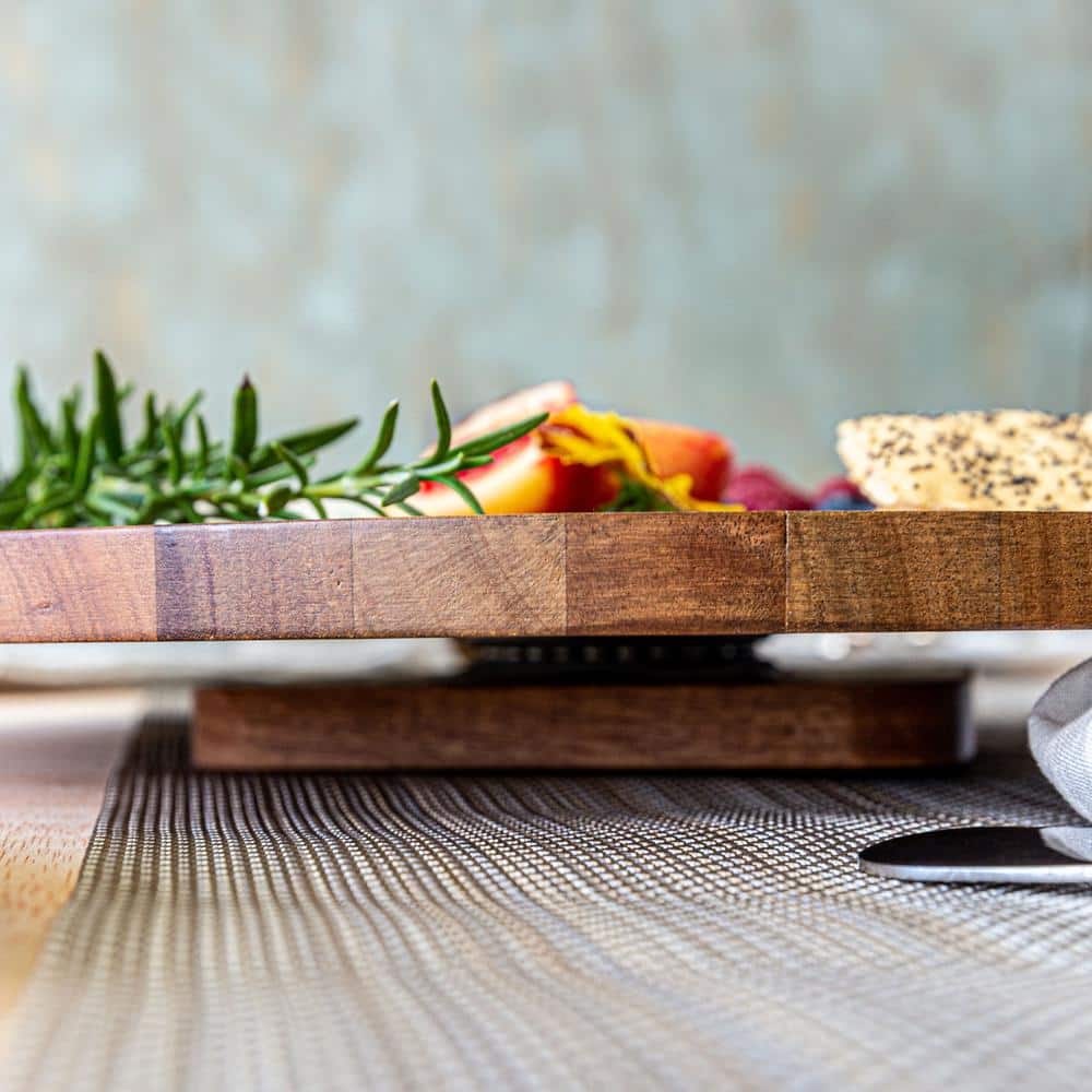 Over and Back 15 in. Dia Acacia Wood Lazy Susan