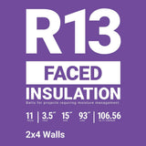 Owens Corning R-13 Kraft Faced Fiberglass Insulation Batts, 3.5 in. x 15 in. x 93 in. (5 Bags)