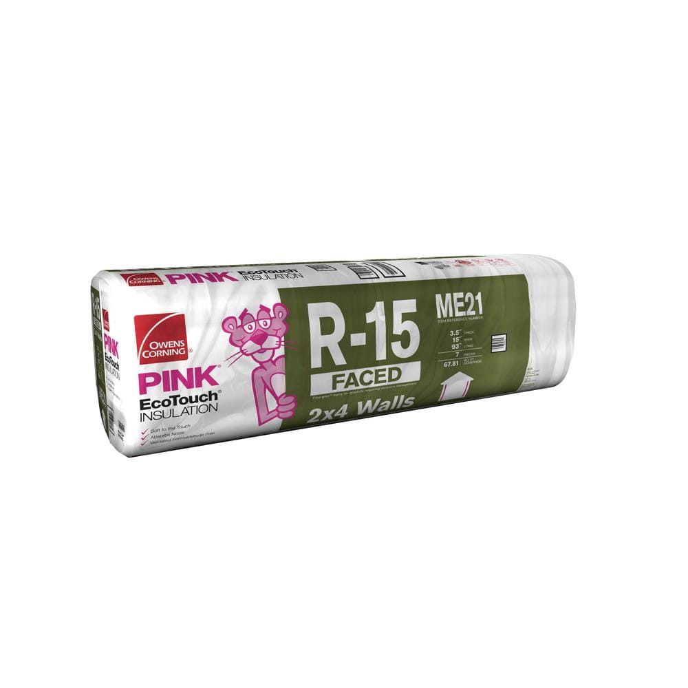 Owens Corning EcoTouch R-15 Kraft Faced Fiberglass Insulation Batt, 15 in. x 93 in., 67.81 sq. ft. Coverage