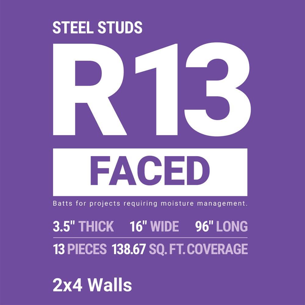 Owens Corning R-13 Kraft Faced Fiberglass Insulation Batts, 3.5 in. x 16 in. x 96 in. (5 Bags)