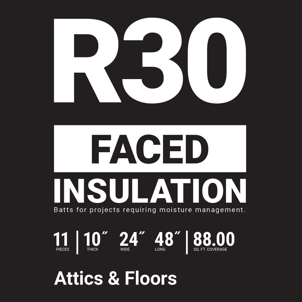 Owens Corning R-30 Kraft Faced Fiberglass Insulation Batts, 10 in. x 24 in. x 48 in. (E56)