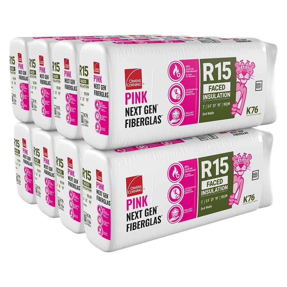 Owens Corning R-15 Kraft Faced Fiberglass Insulation Batt, 3.5 in. x 23 in. x 93 in. (8-Bags)