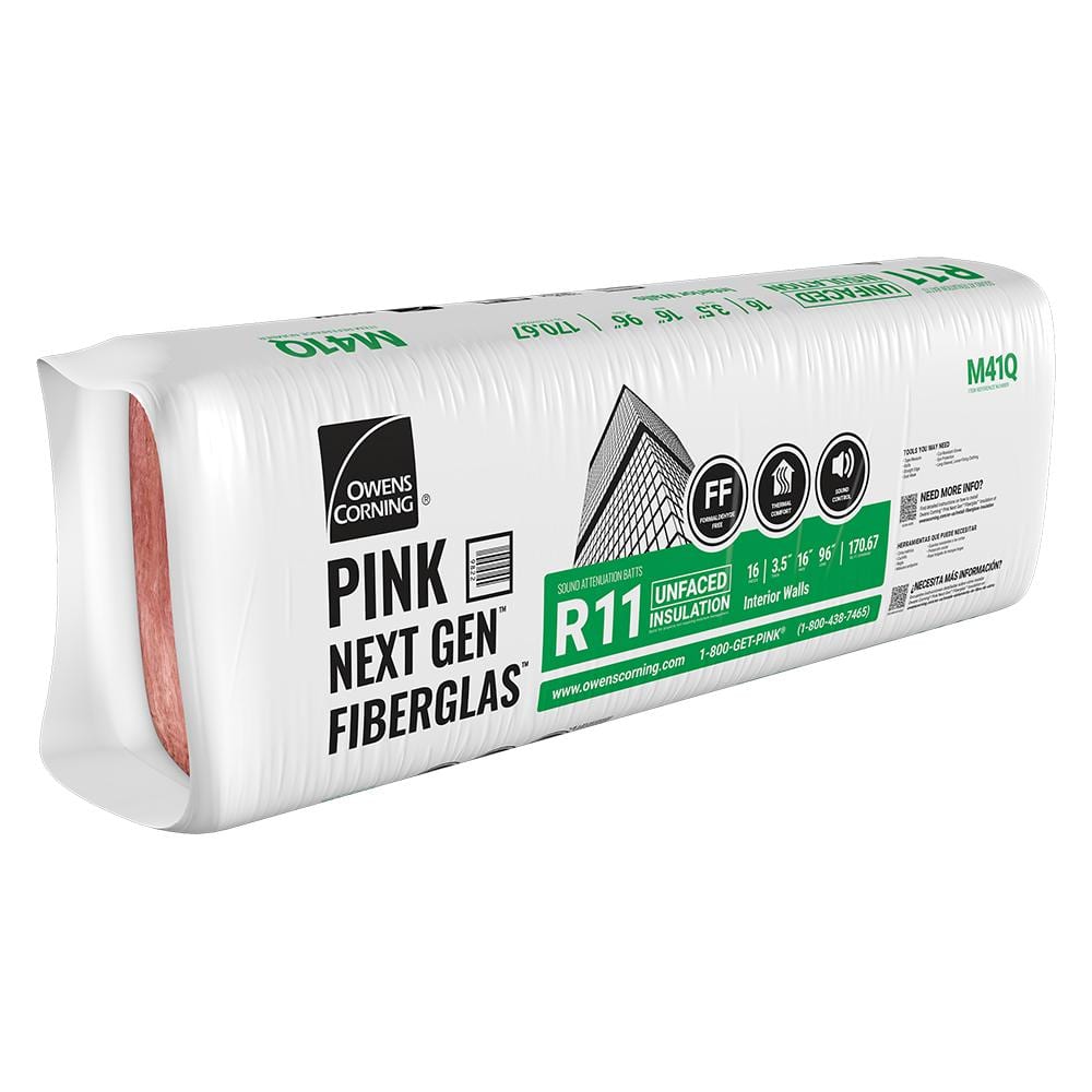 Owens Corning R-11 Unfaced Fiberglass Insulation Batts, 3.5 in. x 16 in. x 96 in. (5 Bags)
