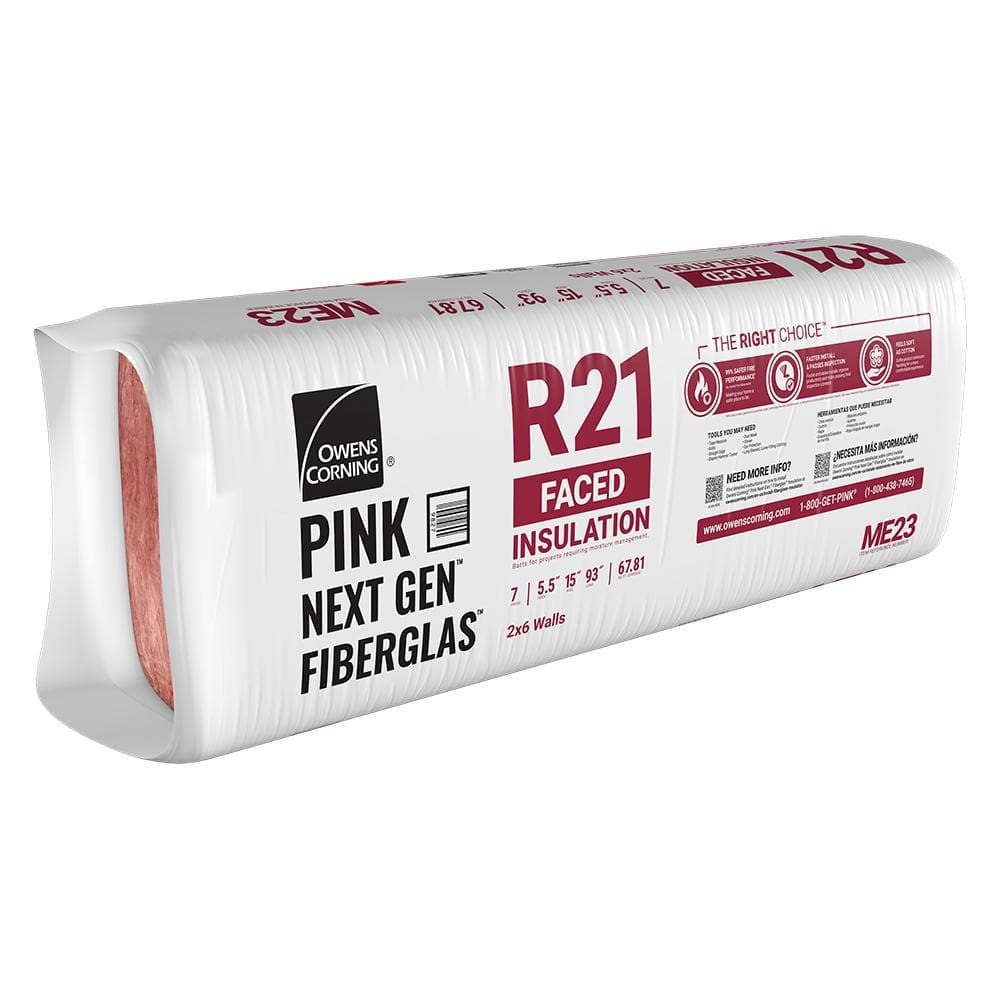 Owens Corning R-21 Kraft Faced Fiberglass Insulation Batts, 5.5 in. x 15 in. x 93 in. (ME23)