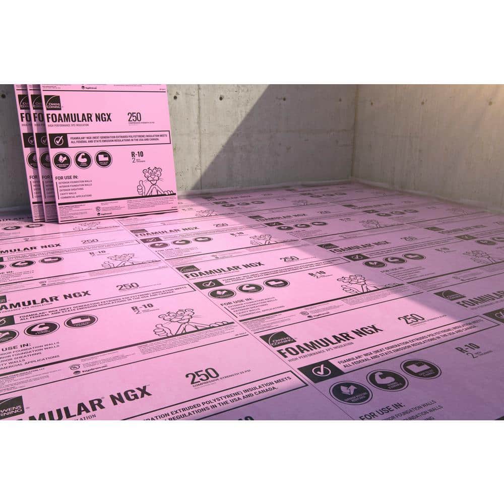 Owens Corning R-12.5 (25 PSI) FOAMULAR NGX 250 XPS Foam Board Insulation, 2-1/2 in. x 4 ft. x 8 ft., Scored Square Edge
