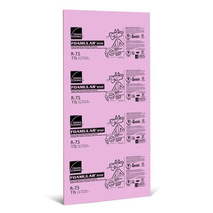 Owens Corning FOAMULAR 250 (25 psi) R-7.5 XPS Foam Board Insulation, 1-1/2 in. x 4 ft. x 8 ft., Square Edge