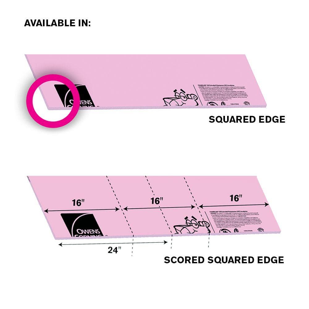 Owens Corning FOAMULAR 250 (25 psi) R-12.5 XPS Foam Board Insulation, 2-1/2 in. x 4 ft. x 8 ft., Scored Square Edge