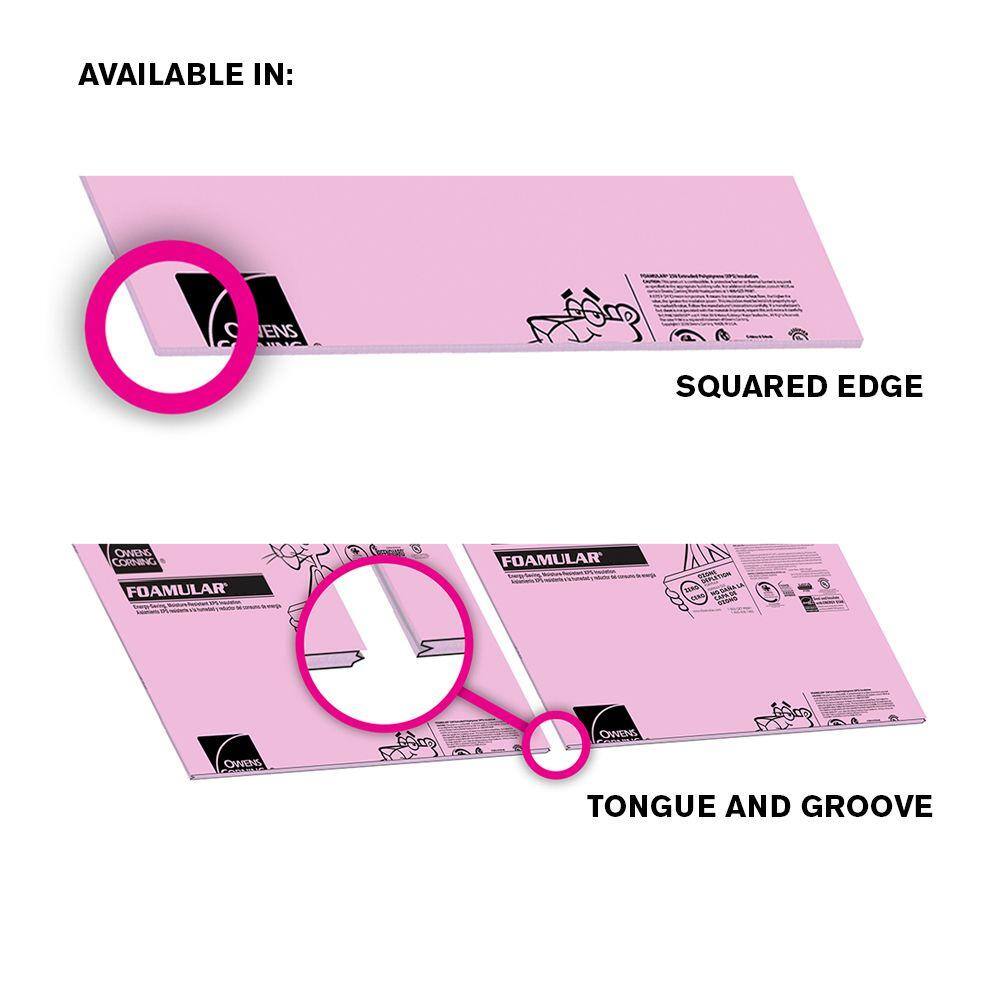 Owens Corning FOAMULAR 250 XPS Insulation Board, R-5, 1 in x 24 in x 8 ft