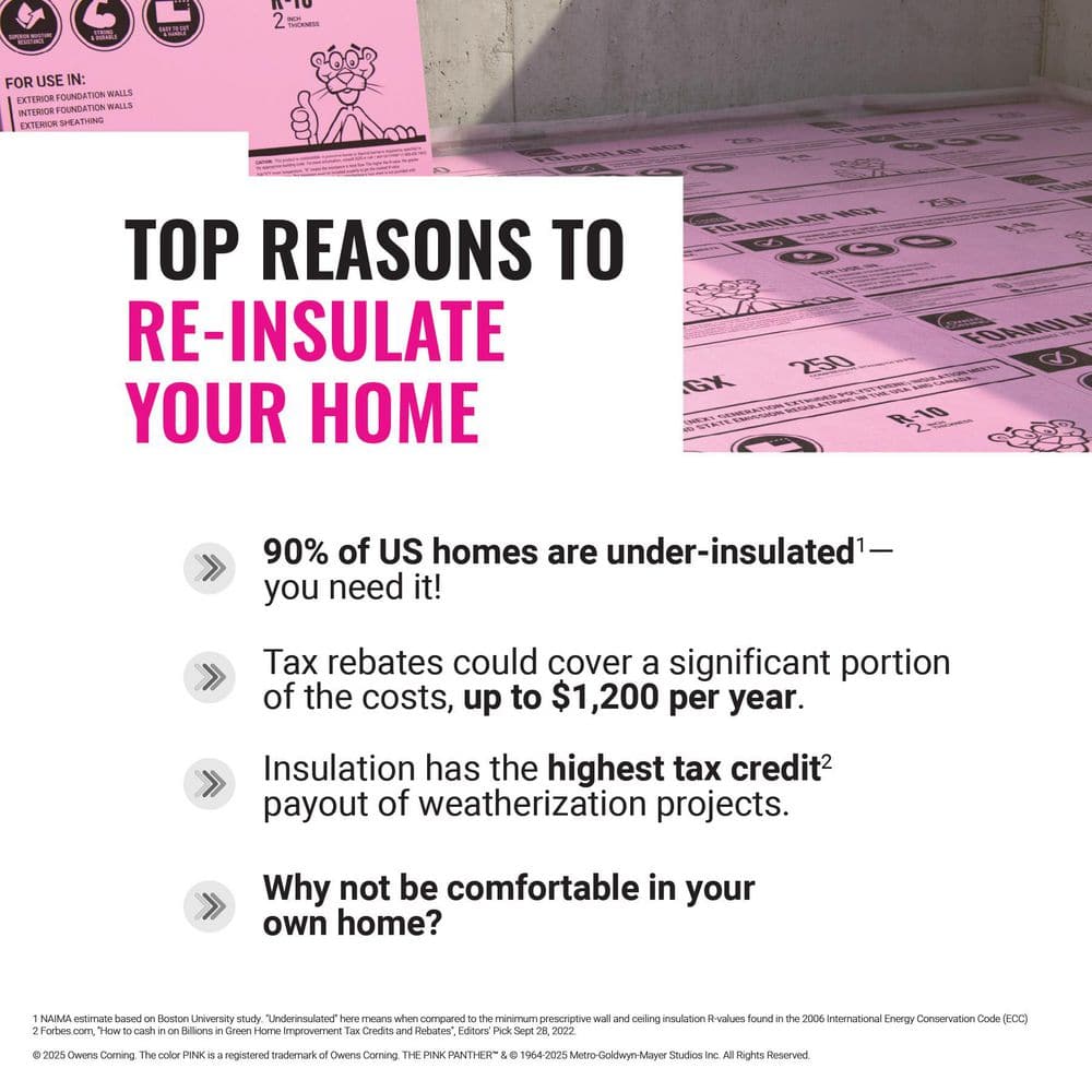 Owens Corning FOAMULAR R-5 Extruded Polystyrene (XPS) Foam Board Project Panel, 1 in. x 2 ft. x 2 ft., Square Edge