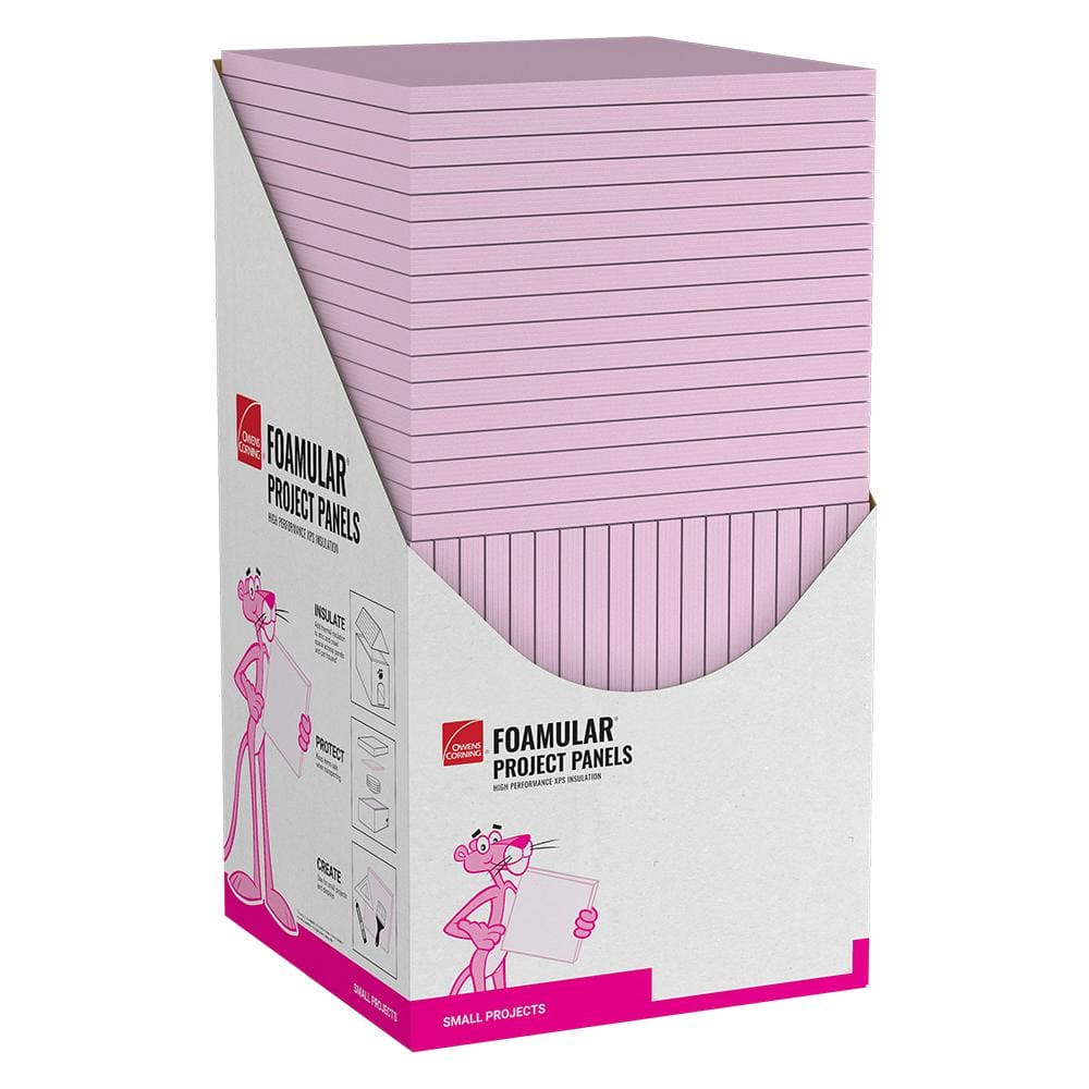 Owens Corning FOAMULAR R-5 Extruded Polystyrene (XPS) Foam Board Project Panel, 1 in. x 2 ft. x 2 ft., Square Edge