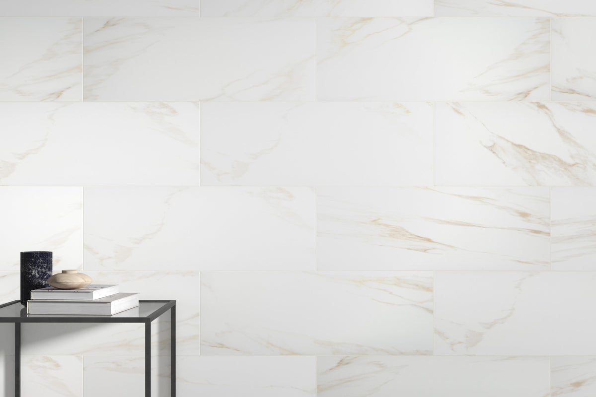 Emser Sculpture White 12 in. x 24 in. Glazed Porcelain Stone-Look Wall Tile, 5-Pack