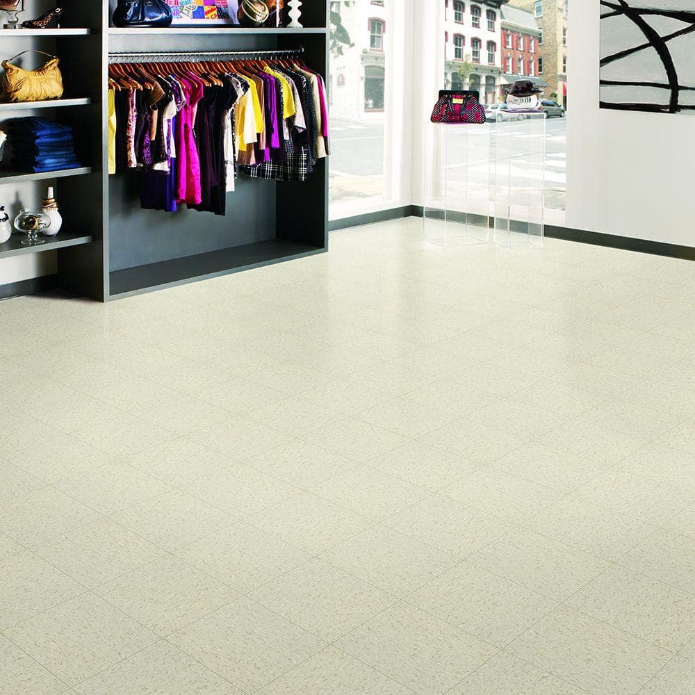 Armstrong Civic Square VCT 12 in. x 12 in. Oyster White Commercial Vinyl Tile (45 sq. ft. / case)