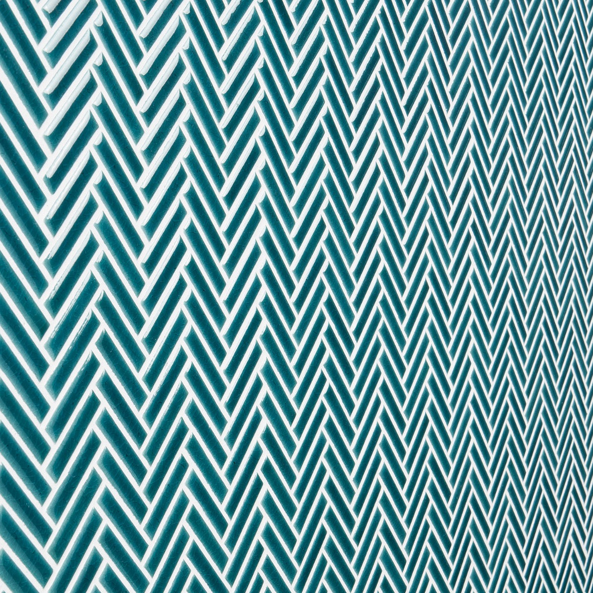 Kai Teal Herringbone Crackled Glossy Porcelain Mosaic Tile - Lux Tile