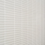 Kai White Glossy Porcelain Mosaic Tile - 1x4" Tri-Stacked Design