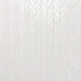 Brookline Chevron Cloud White 1x5 Glossy Ceramic Mosaic Tile