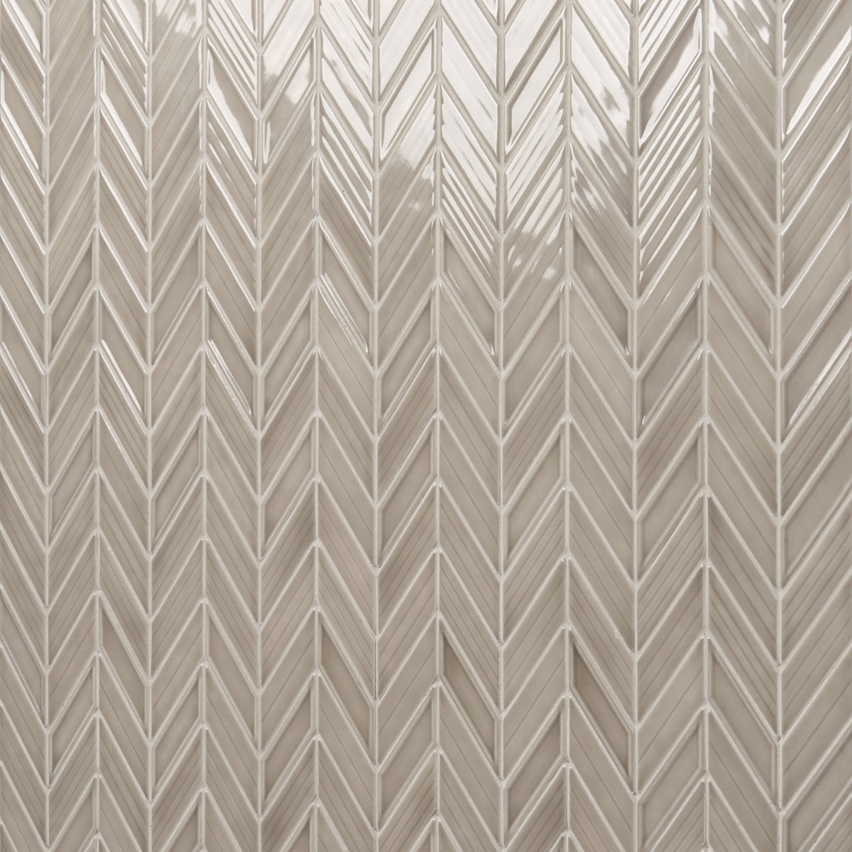 Brookline Chevron Warm Gray 1x5 Glossy Ceramic Mosaic Tile