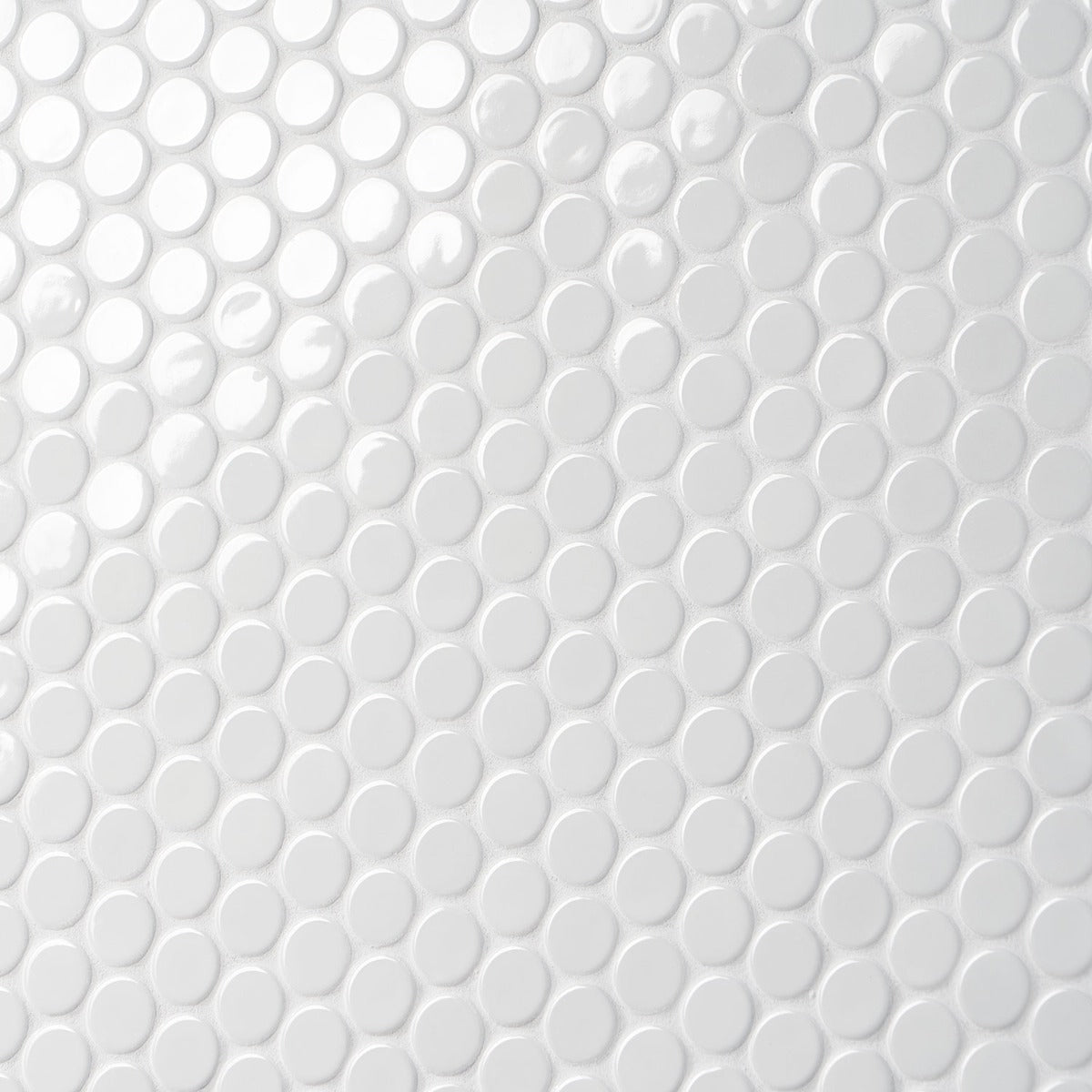 Paradise White Penny Round Polished Porcelain Mosaic Tile - 12" x 13"