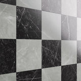 Fortunato Amani Gray and Nero Marquina Black 12x12 Polished Porcelain Checkerboard Tile