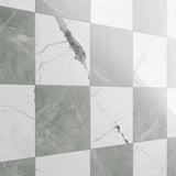 Fortunato Amani Gray and Calacatta White 12x12 Polished Porcelain Checkerboard Tile
