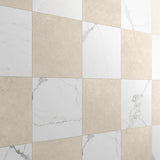 Fortunato Calacatta and Marfil 12x12 Matte Porcelain Checkerboard Tile