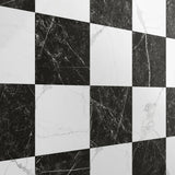 Fortunato Calacatta and Nero Marquina 12x12 Matte Porcelain Checkerboard Tile