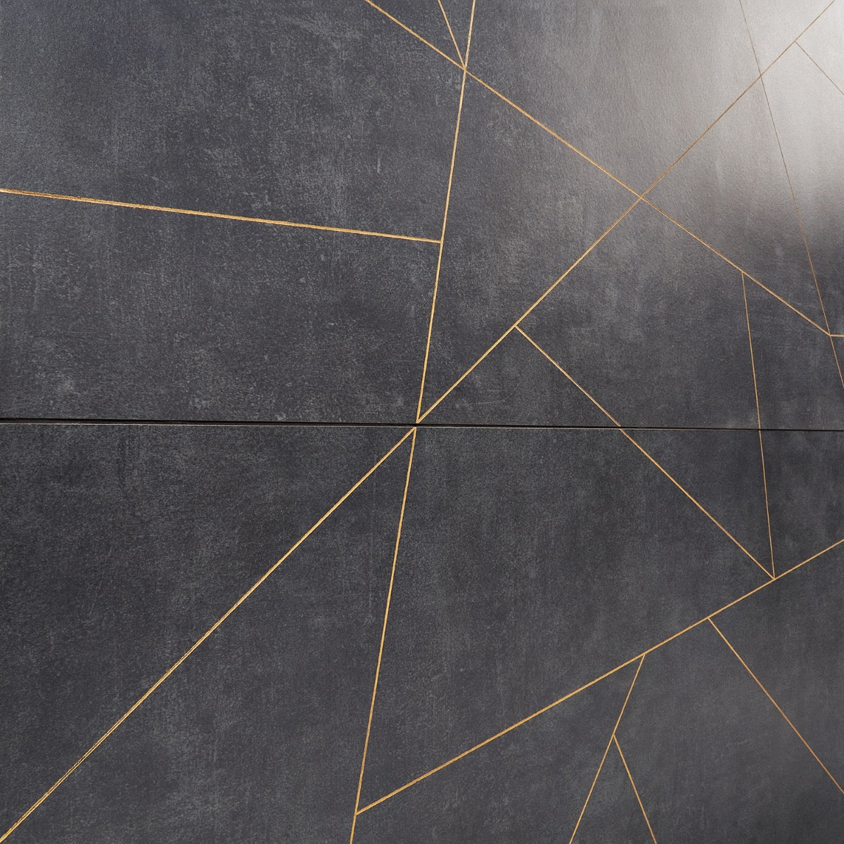 Whitney Ardesia Charcoal Black and Gold Line 24x48 Matte Porcelain Wall Tile