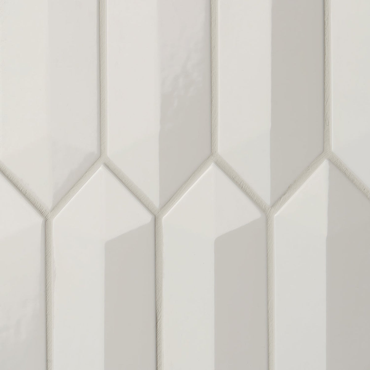 Kent White 3D Picket Polished Ceramic Wall Tile - 2x13