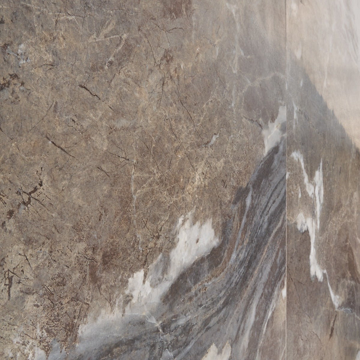 Tilebar Autograph Espresso Brown 48x48 Marble Look Satin Porcelain Tile
