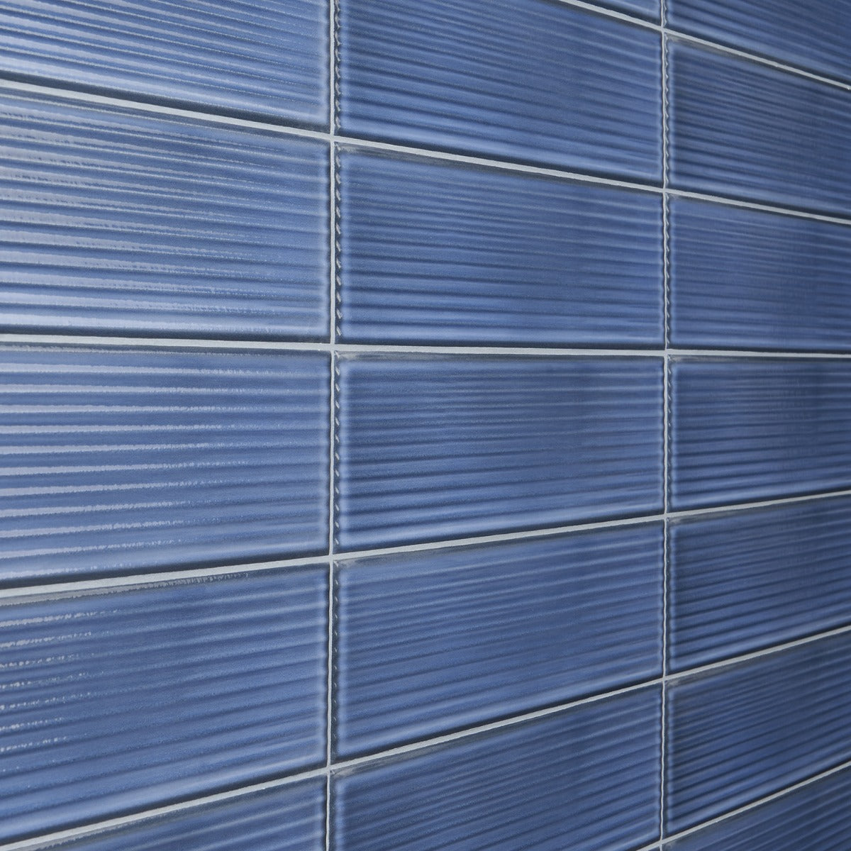 Stacy Garcia ArtBlock Fluted Denim Blue 4x16 Glossy Porcelain Tile